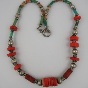 Vintage Coral, Spiny Oyster, Turquoise Necklace